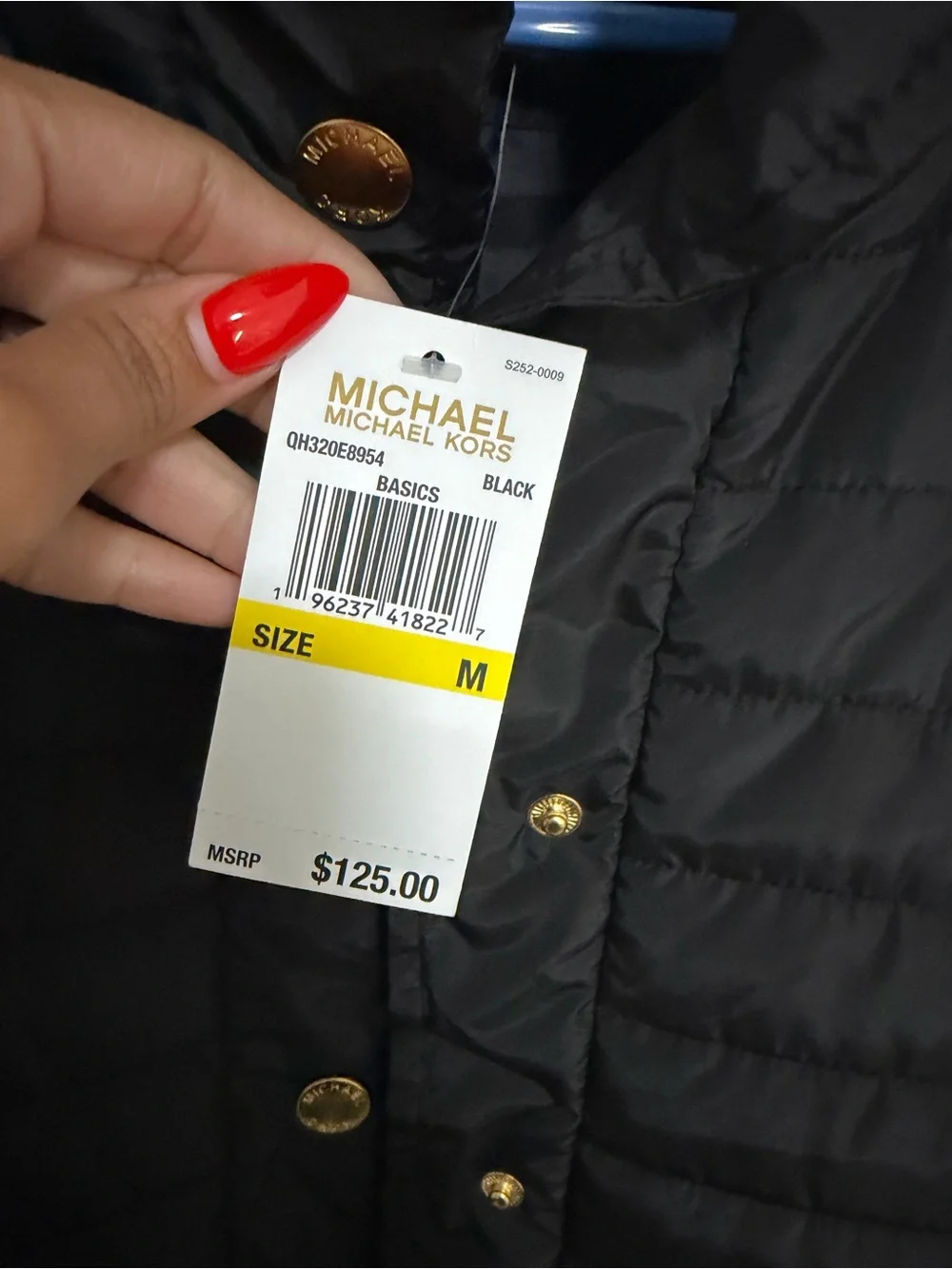 Michael Kors Black Quilted Puffer Vest with Gold Hardware